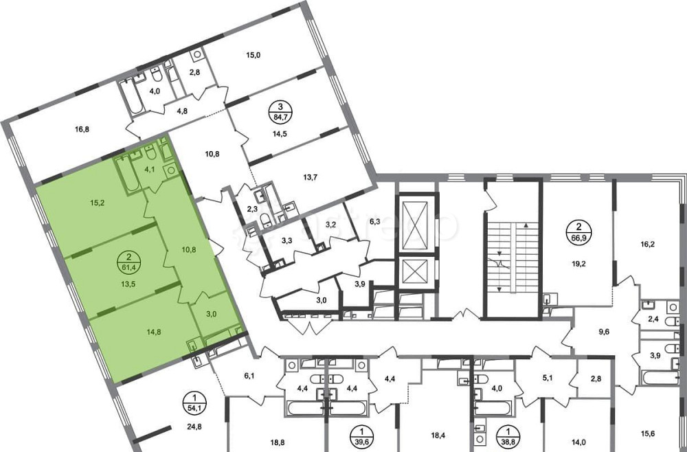 2-комн. квартира, 61 м2, 17/17 эт. Москва - изображение 3