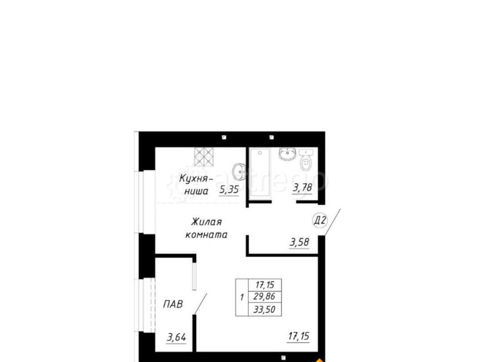 Студия, 33.5 м2, 13/14 эт. Стерлитамак - изображение 1