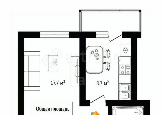 1-комн. квартира, 32.5 м2, 6/6 эт. Майма - изображение 3