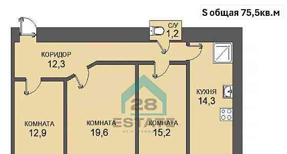 3-комн. квартира, 75.5 м2, 6/6 эт. Санкт-Петербург