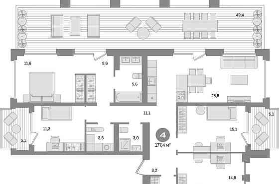 4-комн. квартира, 177.4 м2, 7/9 эт. Москва