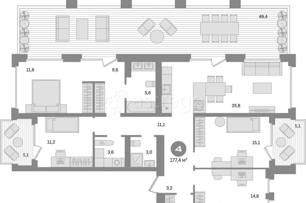 4-комн. квартира, 177.4 м2, 7/9 эт. Москва - изображение 1