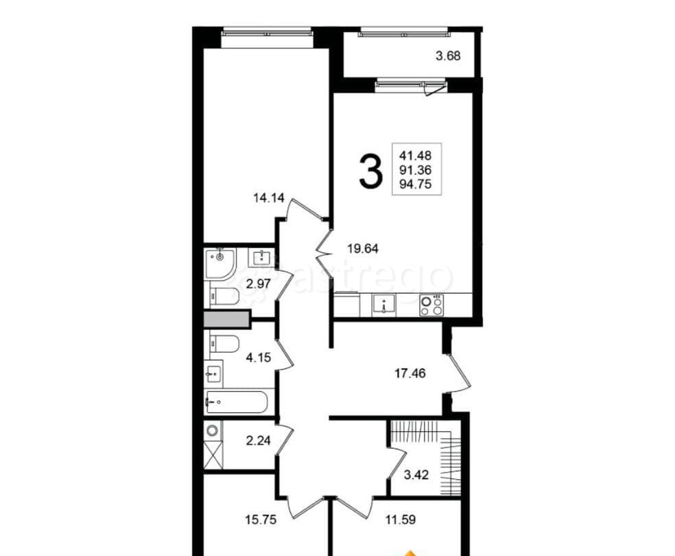 3-комн. квартира, 94.75 м2, 1/5 эт. Химки - изображение 1