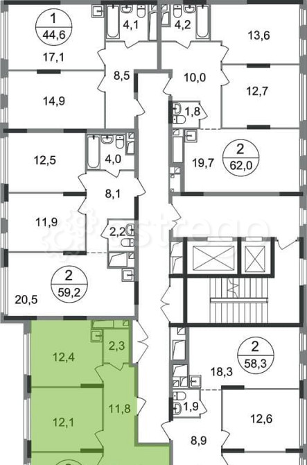 2-комн. квартира, 56 м2, 10/17 эт. Москва - изображение 2