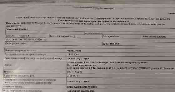 Земельный участок, 8 соток Уфа