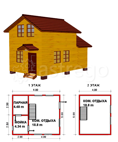 Баня из профилированного бруса- 6х5 м Новосибирск - изображение 1