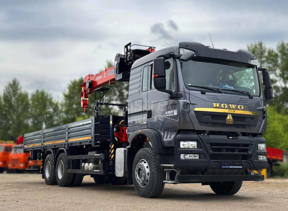 Бортовой грузовик HOWO T5G 6x4 с манипулятором Kanglim 2056 на 8 тонн Набережные Челны - изображение 1