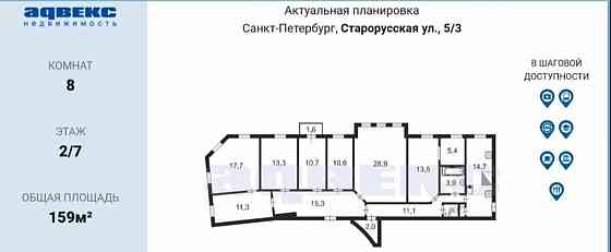 6-комн. квартира, 159 м2, 2/7 эт. Санкт-Петербург