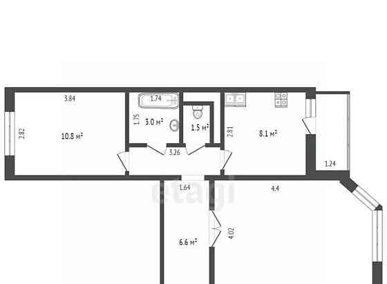 2-комн. квартира, 55.3 м2, 12/17 эт. Звенигород