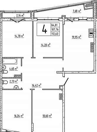 4-комн. квартира, 112.63 м2, 4/4 эт. Москва
