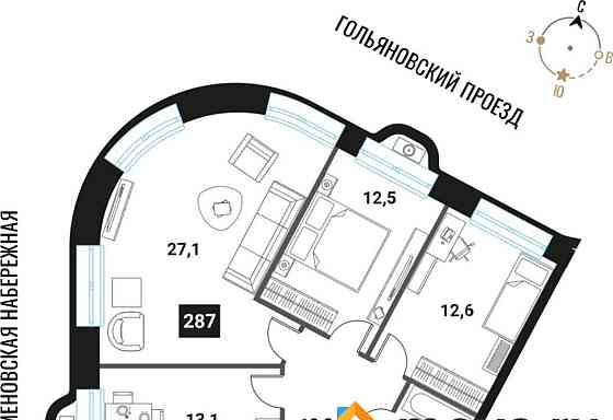 3-комн. квартира, 82.6 м2, 28/28 эт. Москва