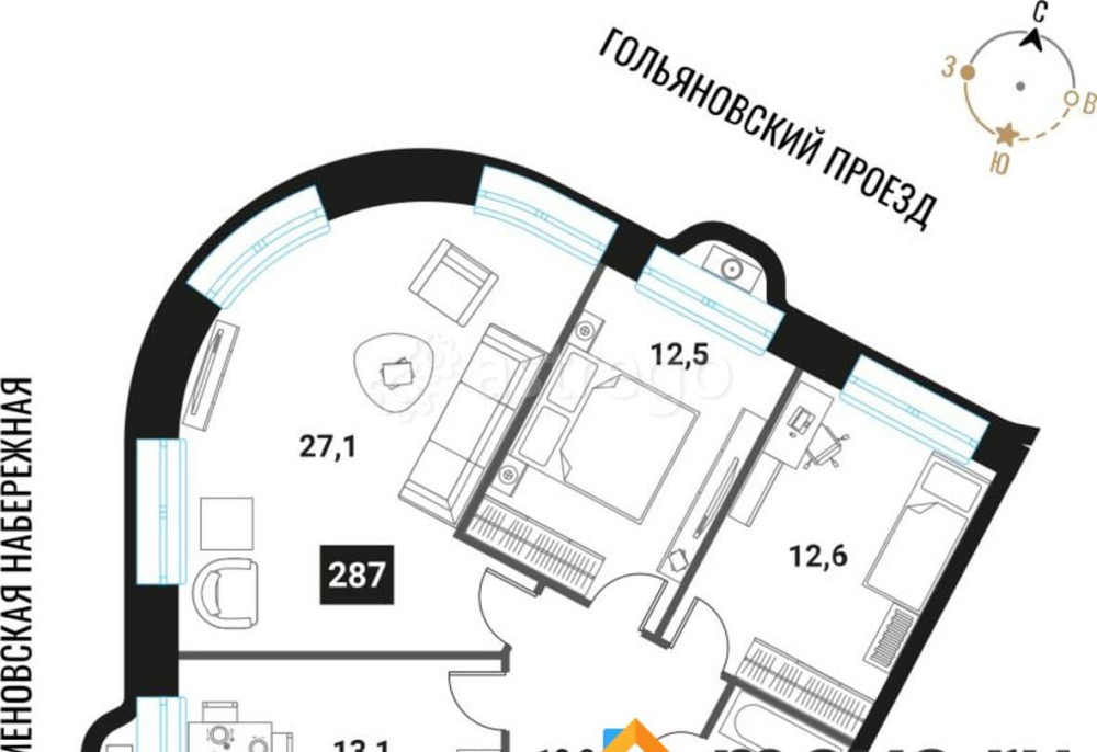 3-комн. квартира, 82.6 м2, 28/28 эт. Москва - изображение 1