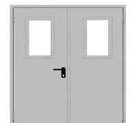 Дверь противопожарная металлическая двупольная EI 60 со стеклом Уфа