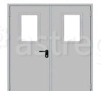 Дверь противопожарная металлическая двупольная EI 60 со стеклом Уфа - изображение 1