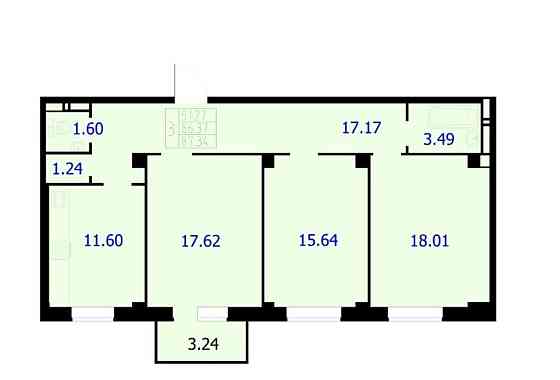 3-комн. квартира, 87.34 м2, 5/9 эт. Красноярск