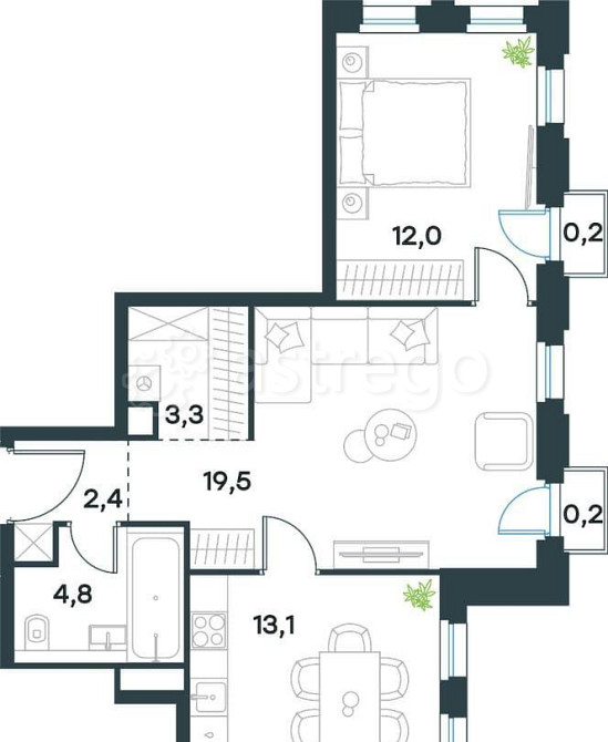 2-комн. квартира, 55.5 м2, 8/40 эт. Москва - изображение 2