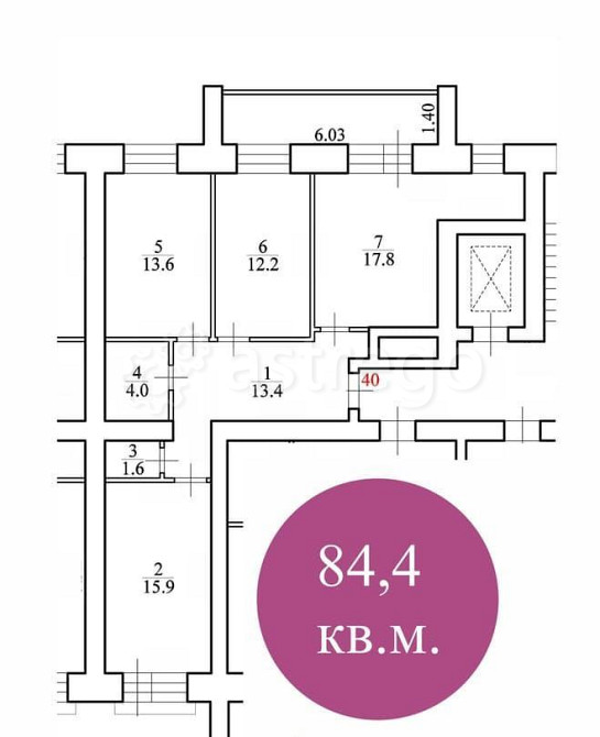 3-комн. квартира, 84.2 м2, 2/10 эт. Благовещенск - изображение 3