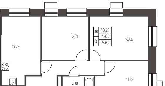 3-комн. квартира, 75.6 м2, 24/25 эт. Ивантеевка