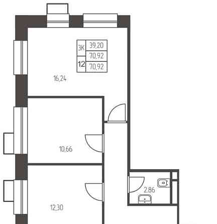 3-комн. квартира, 70.92 м2, 21/25 эт. Ивантеевка