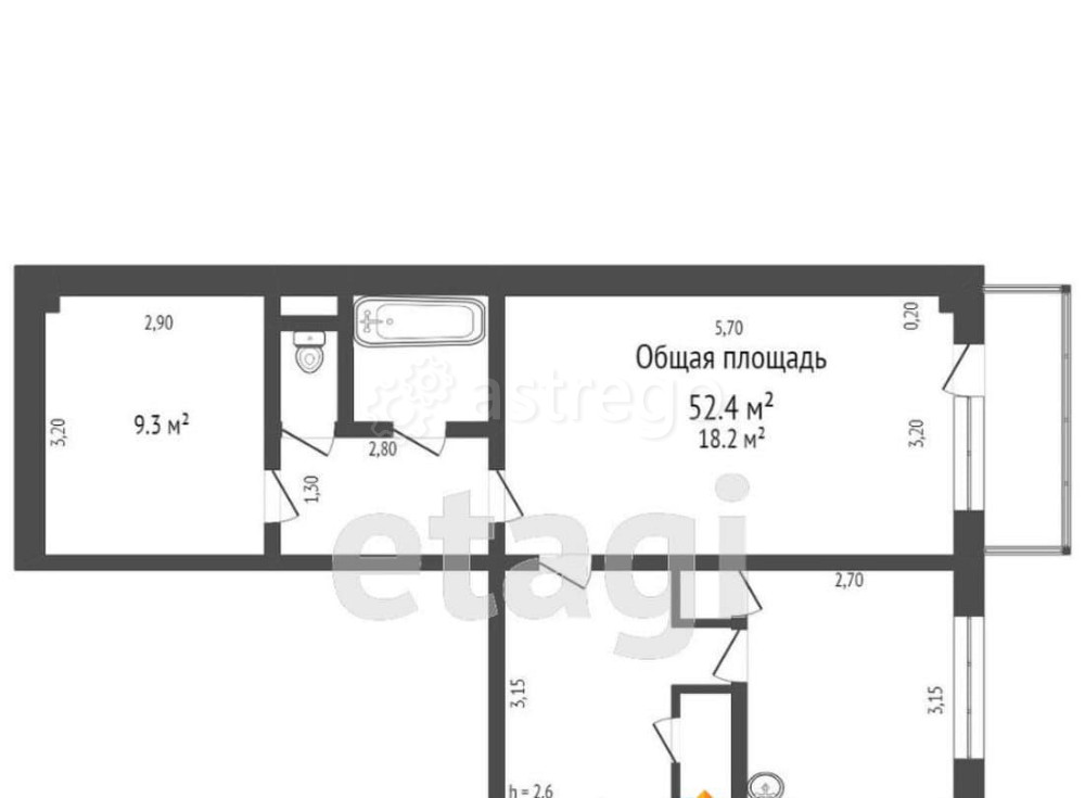 2-комн. квартира, 52.6 м2, 2/5 эт. Бийск - изображение 2