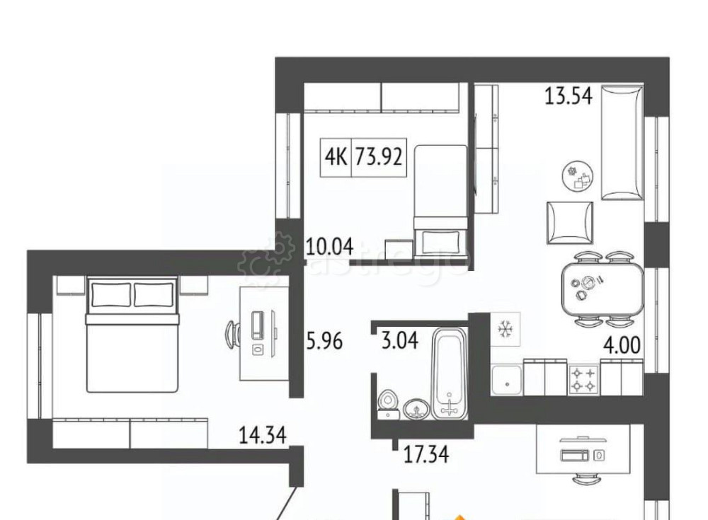 4-комн. квартира, 73.76 м2, 10/17 эт. Красноярск - изображение 1