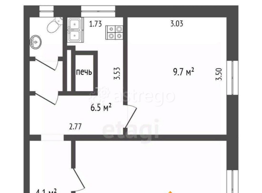 2-комн. квартира, 38.4 м2, 2/2 эт. Архангельск - изображение 4