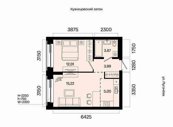 2-комн. квартира, 40.09 м2, 2/31 эт. Уфа