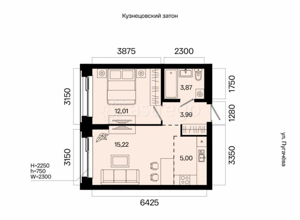 2-комн. квартира, 40.09 м2, 2/31 эт. Уфа - изображение 1