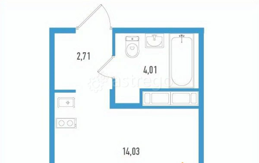 Студия, 22.07 м2, 10/12 эт. Санкт-Петербург - изображение 1