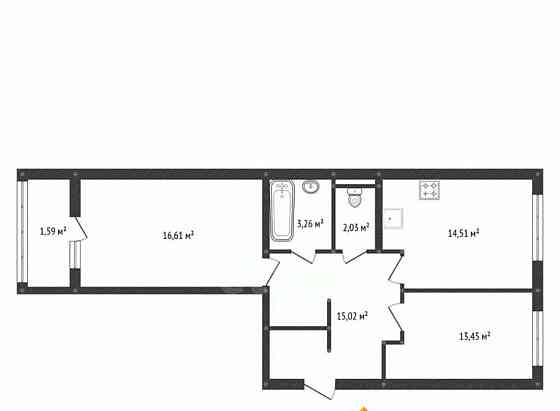 3-комн. квартира, 65 м2, 11/17 эт. Уфа