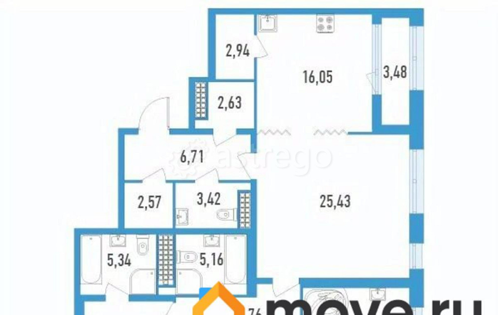 4-комн. квартира, 137.3 м2, 17/23 эт. Санкт-Петербург - изображение 2