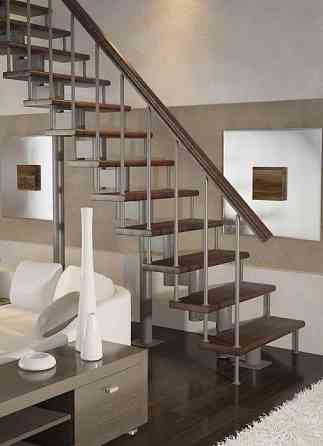 Модульная лестница Стандарт (прямой марш) металлическая Новосибирск