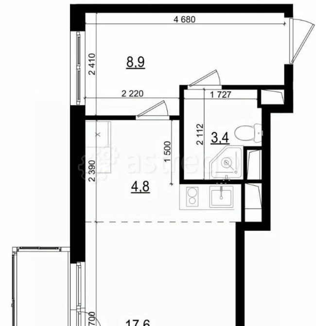 Студия, 35.9 м2, 5/25 эт. Одинцово - изображение 1