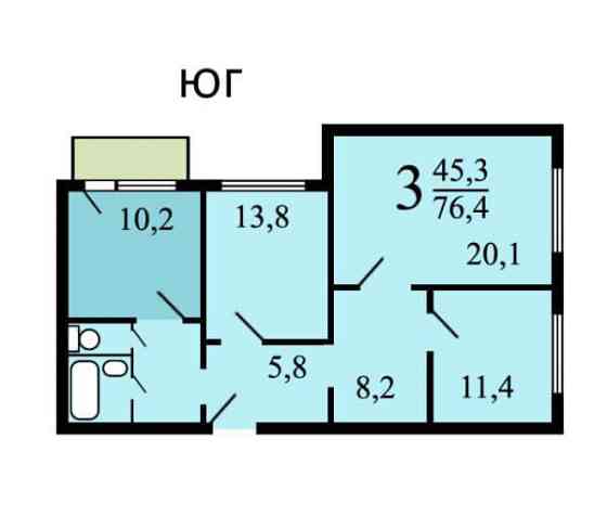 3-комн. квартира, 78 м2, 16/22 эт. Москва