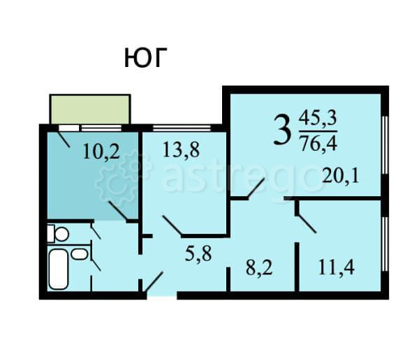 3-комн. квартира, 78 м2, 16/22 эт. Москва - изображение 2
