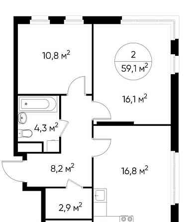 2-комн. квартира, 59 м2, 4/17 эт. Москва