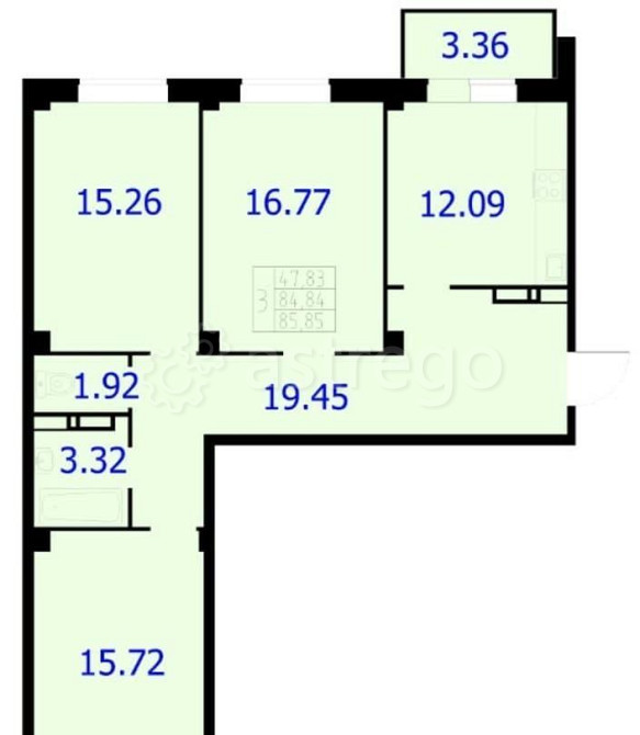 3-комн. квартира, 85.54 м2, 3/9 эт. Красноярск - изображение 1