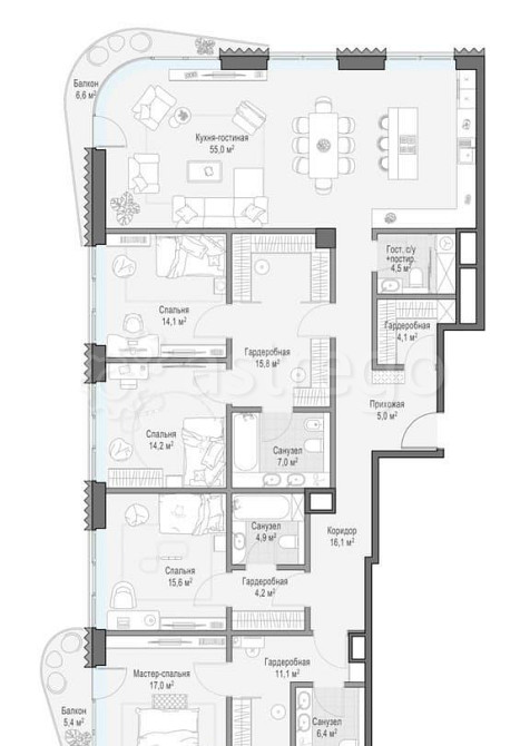 4-комн. квартира, 199 м2, 5/14 эт. Москва - изображение 1