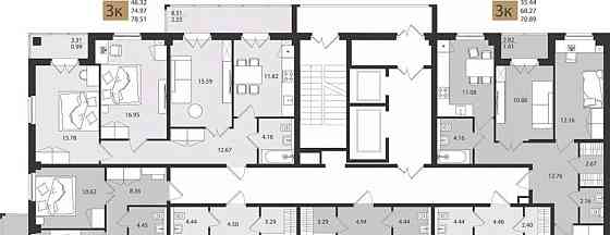 3-комн. квартира, 78.51 м2, 2/16 эт. Архангельск