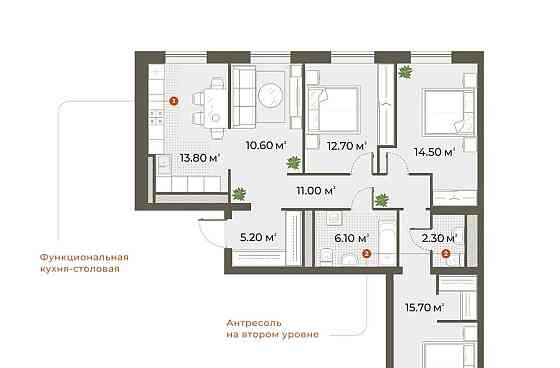 4-комн. квартира, 91.9 м2, 6/6 эт. Санкт-Петербург