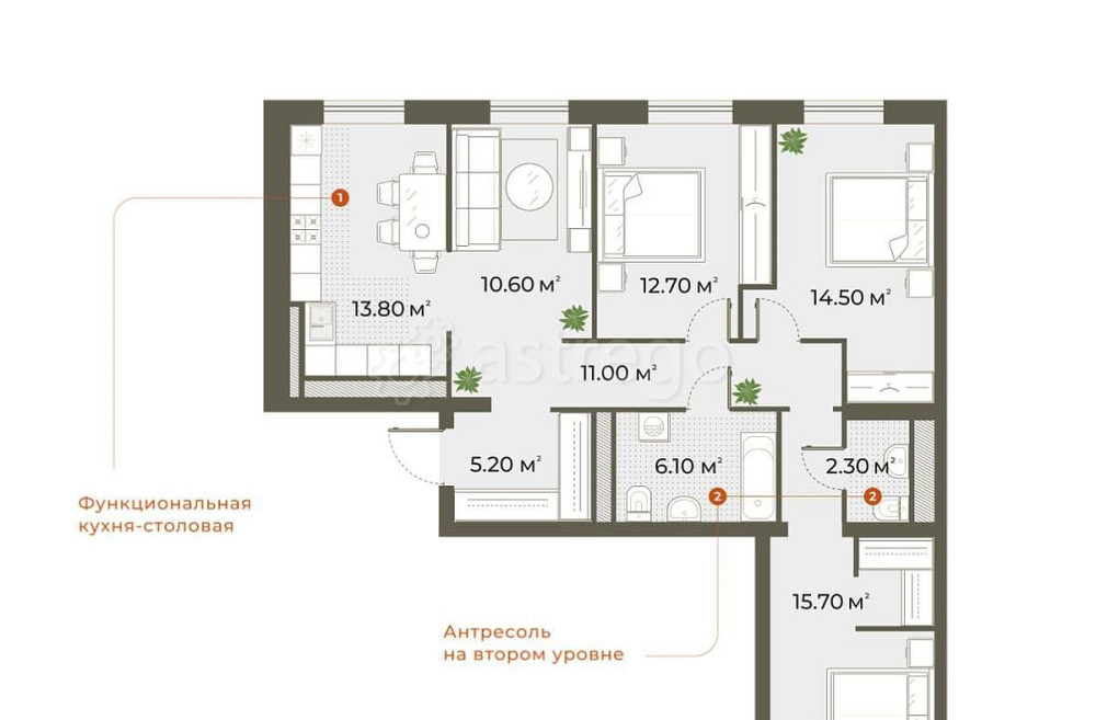 4-комн. квартира, 91.9 м2, 6/6 эт. Санкт-Петербург - изображение 1