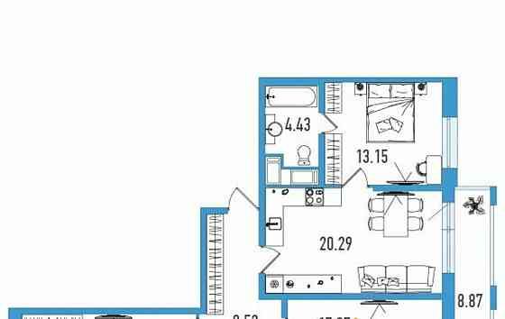 3-комн. квартира, 89.29 м2, 6/18 эт. Санкт-Петербург