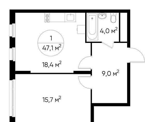 1-комн. квартира, 47 м2, 9/17 эт. Москва