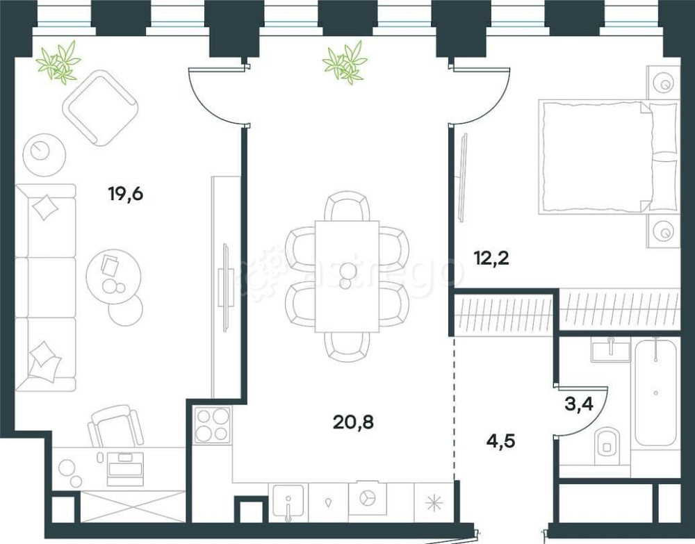 2-комн. квартира, 60.5 м2, 34/40 эт. Москва - изображение 1