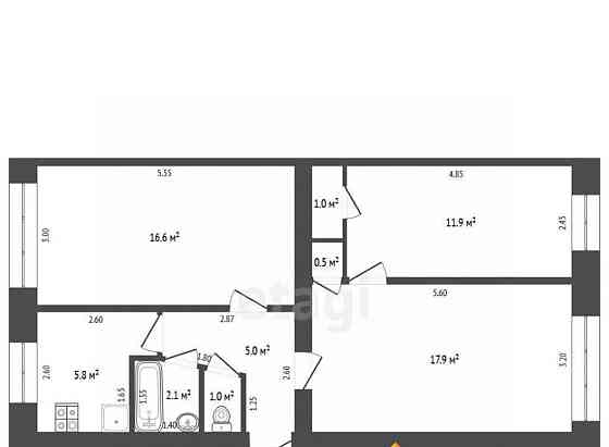 3-комн. квартира, 61.8 м2, 1/5 эт. Коряжма