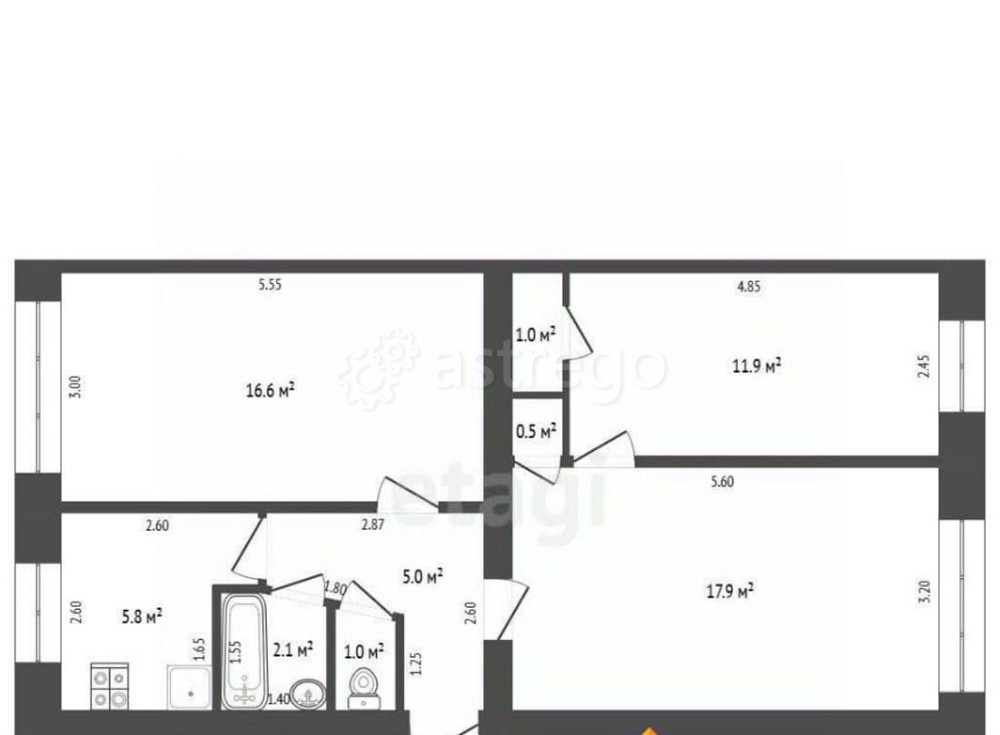 3-комн. квартира, 61.8 м2, 1/5 эт. Коряжма - изображение 6