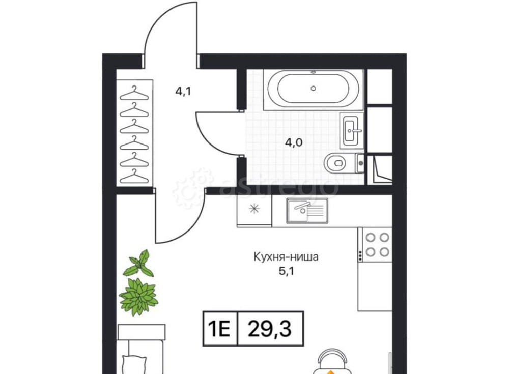 Студия, 29.6 м2, 15/17 эт. Пушкино - изображение 7