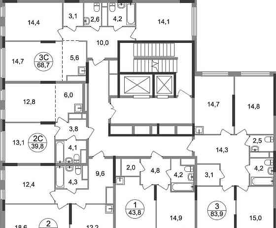3-комн. квартира, 68 м2, 12/17 эт. Москва