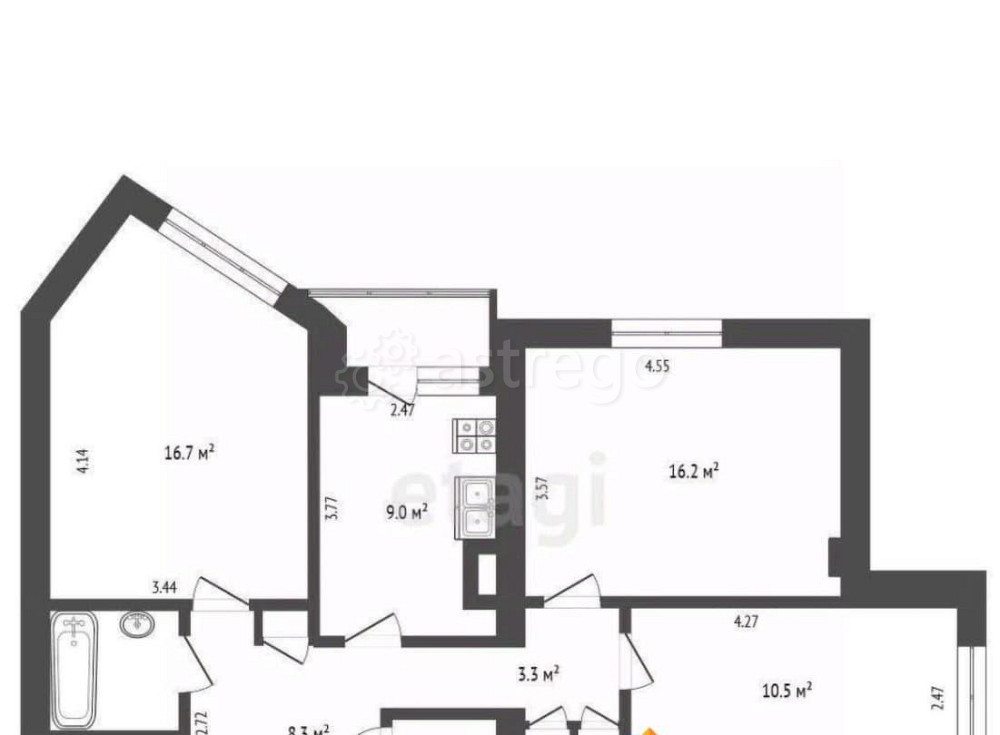 3-комн. квартира, 71.1 м2, 2/9 эт. Архангельск - изображение 4