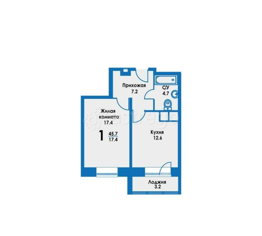 1-комн. квартира, 43.4 м2, 3/7 эт. Дзержинский - изображение 1